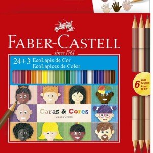 LAPIS 24 CORES + 3 CARAS E CORES FABER CASTELL