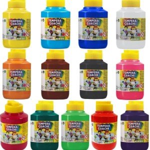 TEMPERA GUACHE 250ML CORES DE SUJESTÃO (BRANCO, VERDE ESCURO E AZUL CLARO)
